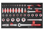 Set de douilles Foam3 tray 1/4 4- 13mm 1/2 10- 32mm 44 pièces Teng Tools TEFSK44
