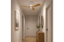 Ventilateur de Plafond LED 18W CCT Blanc et Effet Bois Clair avec Télécommande Ø122cm