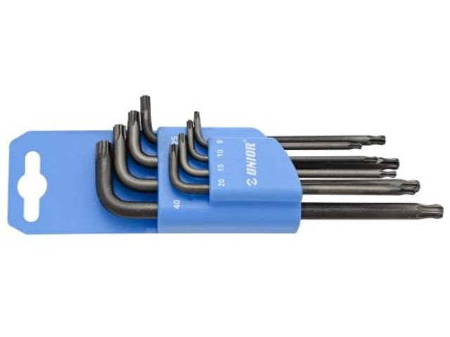 Jeu de 8 clés mâles coudées longues à tête Torx sur support PVC
