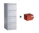 Classeur à tiroirs gris clair 4 tiroirs - Acier 62,2 x 132,1 cm - Livré monté