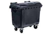Manutan Expert - Conteneur à déchets gris 660L - Plastique recyclé 70% - 4 roues - Ouverture frontale - Durable