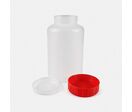 FLACON ROND VISSANT EN PEHD + OBTURATEUR + COUVERCLE
