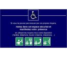 Panneau de consignes de  sécurité pour espace d'attente sécurisé pour handicapés