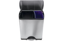 Simplehuman - Poubelle de tri intérieur rectangulaire à pédale 46L Inox Gris - 3 ans garantie