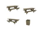 Manutan Expert - Pack 2 tables Bréhat sceller + table PMR + corbeille 100L Kerguélen - Pin - 25 places - Accessible handicapés - Beige