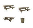 Manutan Expert - Pack 2 tables Bréhat sceller + table PMR + corbeille 100L Kerguélen - Pin - 25 places - Accessible handicapés - Beige