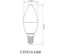 Ampoule LED E14 4.8W C37 180° - Blanc Chaud 2300K - 3500K