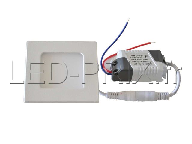 Module led encastrable blanc froid 3 watts carré 85x85mm