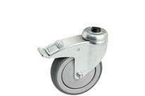 Roulette pivotante à platine ronde + frein AVL - Roue caoutchouc Ø 125 - Charge 100 kg - 550893O