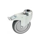 Roulette pivotante à platine ronde + frein AVL - Roue caoutchouc Ø 125 - Charge 100 kg - 550893O