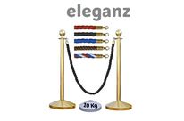 Lot de 2 Poteaux Dorés tête Boule avec Corde Tressée 2M