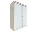 Armoire Mi-haute Reconditionnée – Ouverture À Rideaux - Blanche