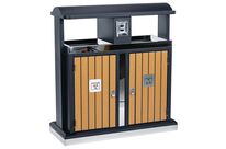 Vepabins - Poubelle de tri extérieur 2x50L Bois Anthracite - 100L - Fixation Murale - Durable
