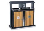 Vepabins - Poubelle de tri extérieur 2x50L Bois Anthracite - 100L - Fixation Murale - Durable