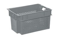 Caisse plastique Minerva grise 50 litres H.300