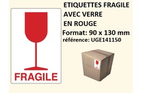 étiquette livraison fragile verrre en rouge pour envoi paquet colis