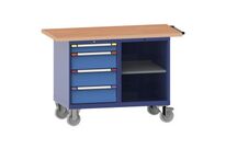 Etabli mobile hauteur fixe 94 cm - 4 tiroirs + 2 tablettes amovibles