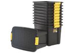 Strata - Lot de 10 bacs de rangement 60L noirs avec couvercle - Ultra-résistants et emboîtables
