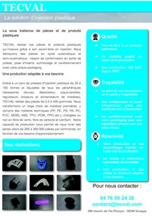Découvrez le savoir-faire Injection plastique de TECVAL