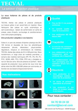 Découvrez le savoir-faire Injection plastique de TECVAL