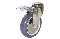 Roulette de collectivité antistatique à trou central, chromé 100 mm