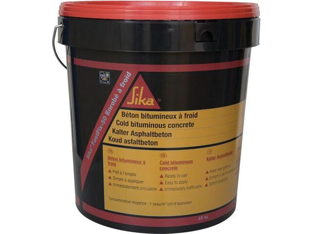 Sika - Enrobé bitumineux à froid FastFix 50 - 25 kg Noir - Réparation rapide et durable