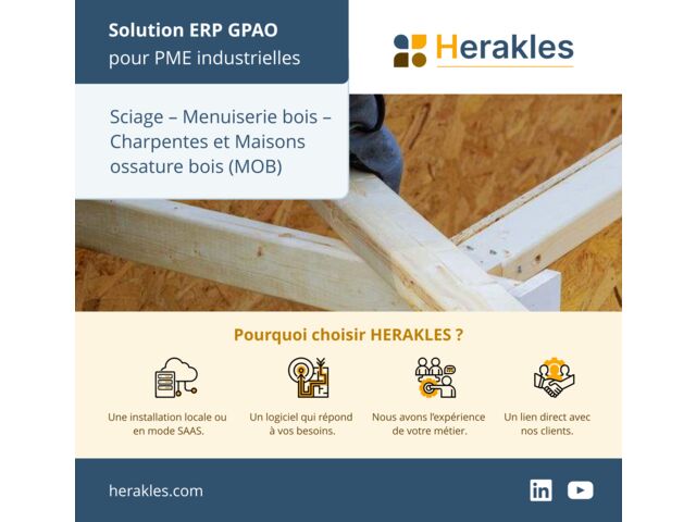 ERP GPAO pour sciage - menuiserie bois - charpente et maisons ossature bois | HERAKLES