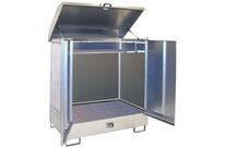 Bauer - Box de stockage métallique pour fûts - 2 fûts, 240L rétention, Acier zingué, Gris, 3 ans garantie