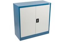 Manutan Expert - Armoire d&amp;#039;atelier à portes battantes - 90cm H x 90cm L x 40cm P - Acier Bleu/Gris - 150kg Charge Max