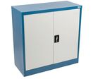 Manutan Expert - Armoire d'atelier à portes battantes - 90cm H x 90cm L x 40cm P - Acier Bleu/Gris - 150kg Charge Max