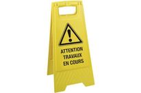 Taliaplast - Chevalet de signalisation Attention travaux - Jaune - Hauteur 62 cm - Sécurité chantier