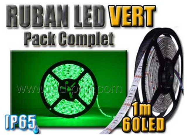 Kit LED complet ruban 60 LED vert 1 m