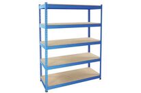 Manutan Expert - Rayonnage Charge Lourde Rapid 1 - 1980x1525x610mm Bleu - 5 Tablettes Aggloméré - Charge Max 700kg/Niveau - Montage Facile