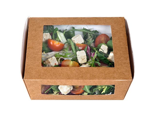 Saladier Vizu Brown kraft brun 2 fenêtres 1200 cc x 320 Firplast