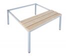 Socle banc avec trois lattes en bois