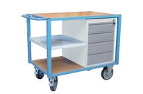 Servante établi équipée, demi plateau tôle + 4 tiroirs, 500 kg