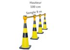 Cônes de balisage jaune noir à sangle 9 m
