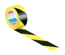 Tesa - Ruban adhésif de marquage au sol Noir/Jaune - 33m x 50mm - PVC Sécurité Risques