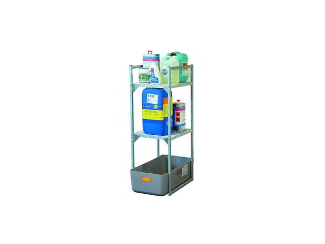 Rayonnage 120 avec caillebotis pour petits récipients et bac - Pour huiles, lubrifiants - CEMO