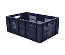 Manutan Expert - Bac gerbable norme Europe 45L bleu - Parois ajourées, fond plein, 600x400x235mm - Usage alimentaire, résistant -20°C à 80°C