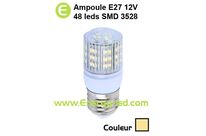 Ampoule à vis E27 360° 12V/24V 48 leds protégées Blanc chaud