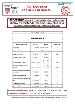 GAMME FILM GEOTEXTILE PAS CHER STOCK