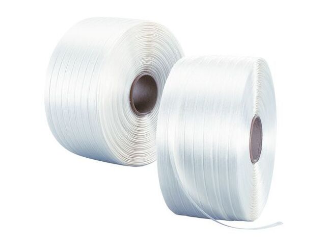 Manutan Expert - Feuillard Textile Collé 16mm - 600m Blanc - Polyester Résistant 660kg - Lot de 2 Bobines