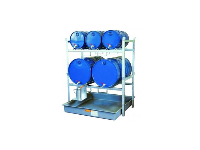 Rayonnage 800 pour 3 fûts de 60 litres ou 2 fûts de 220 litres - Pour huiles, lubrifiants -