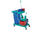 TTS - Chariot de ménage 30L Vert avec Presse - Plastique Robuste - 4 Seaux - Idéal Nettoyage Professionnel