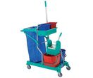 TTS - Chariot de ménage 30L Vert avec Presse - Plastique Robuste - 4 Seaux - Idéal Nettoyage Professionnel