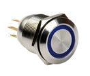 Bouton poussoir avec LED bleue &amp; cosses à sertir