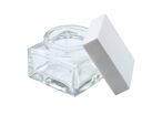 Pot carre priam verre blc + couv. blanc 50 ml | ID LABO 