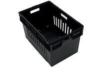 UTZ - Bac gerbable de préparation de commande 600x400x366mm Anthracite - 67L - Polypropylène recyclé - Idéal transport