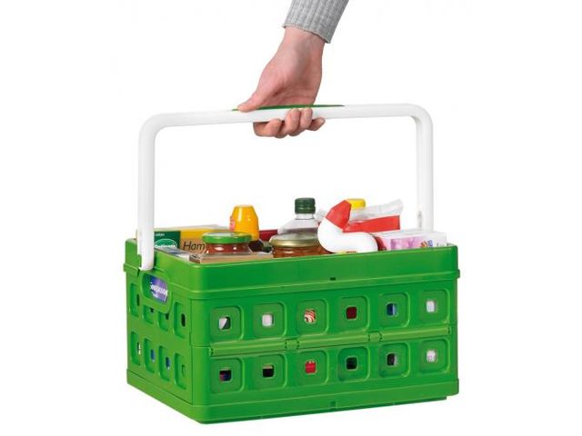 BAC de rangement plastique pliable avec poignée vert 24 litres